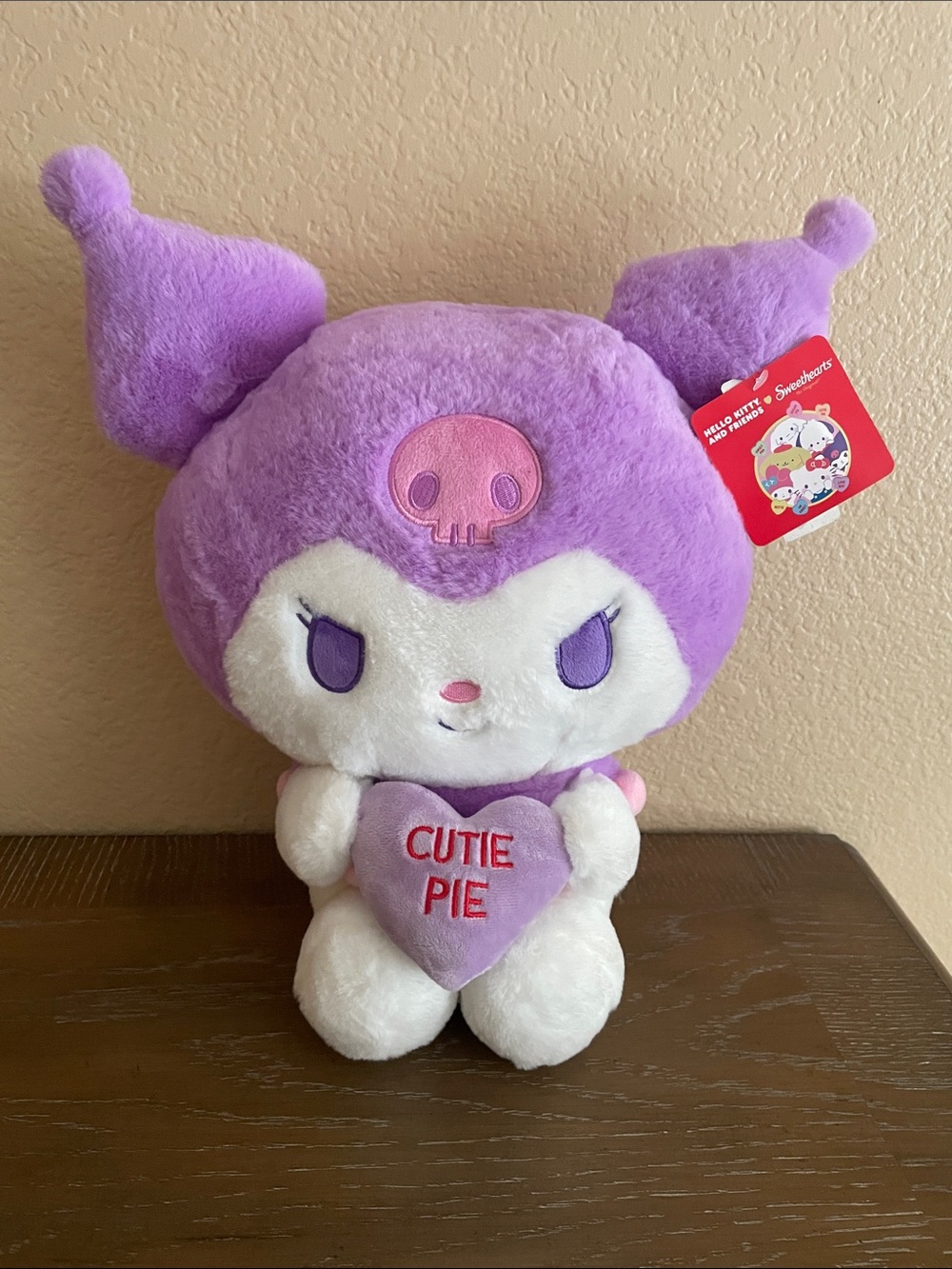 Sanrio Kuromi Purple and White Plush with 'Cutie Pie' Heart 14”